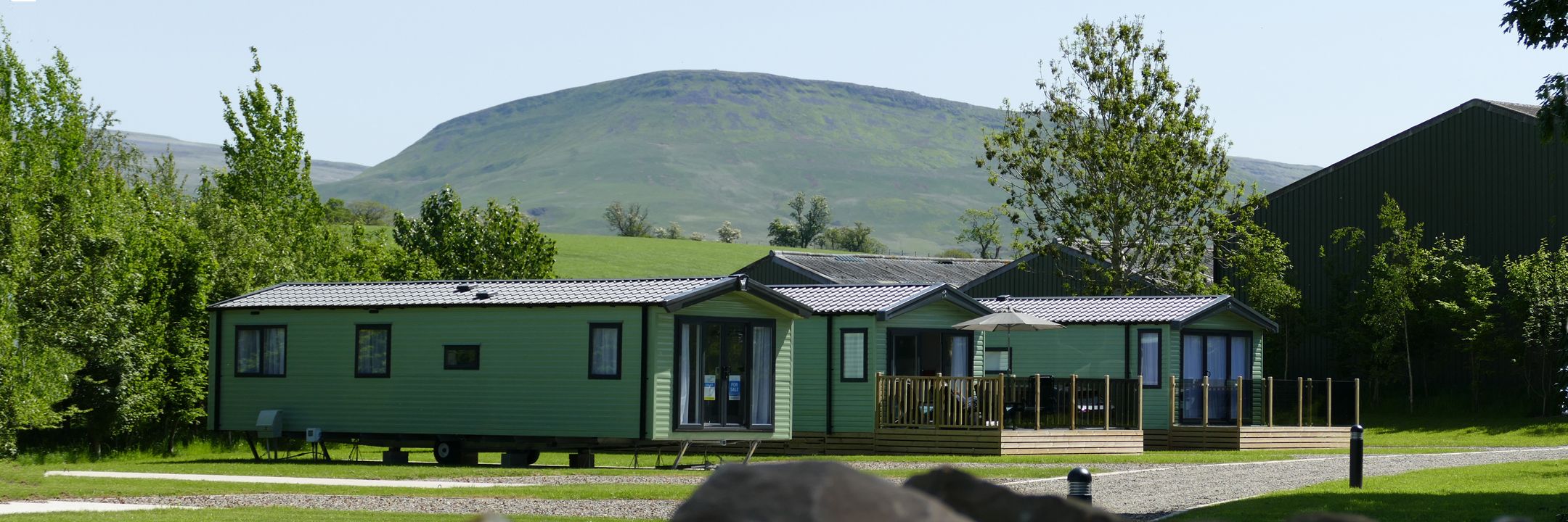 View of the second site at Langton Field with 3 caravans